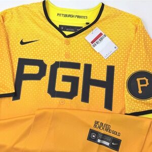 Nike Pittsburgh Pirates Ke'Bryan Hayes City Connect Jersey‎ Gold Mens Large NEW